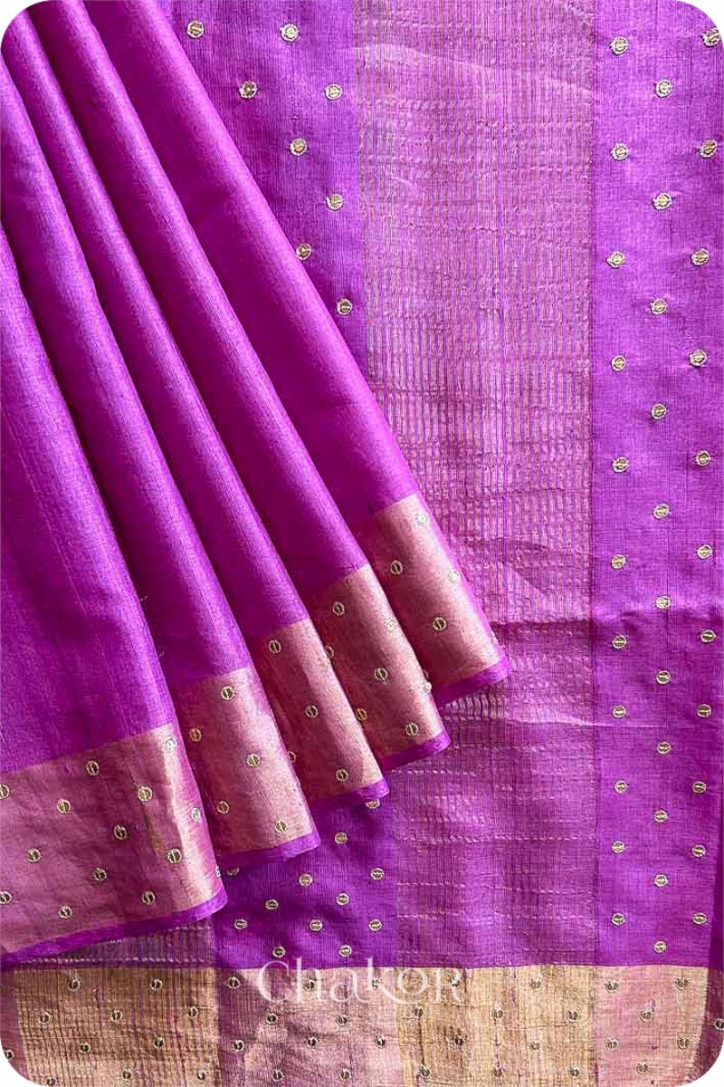 Mauve Tussar Silk Saree