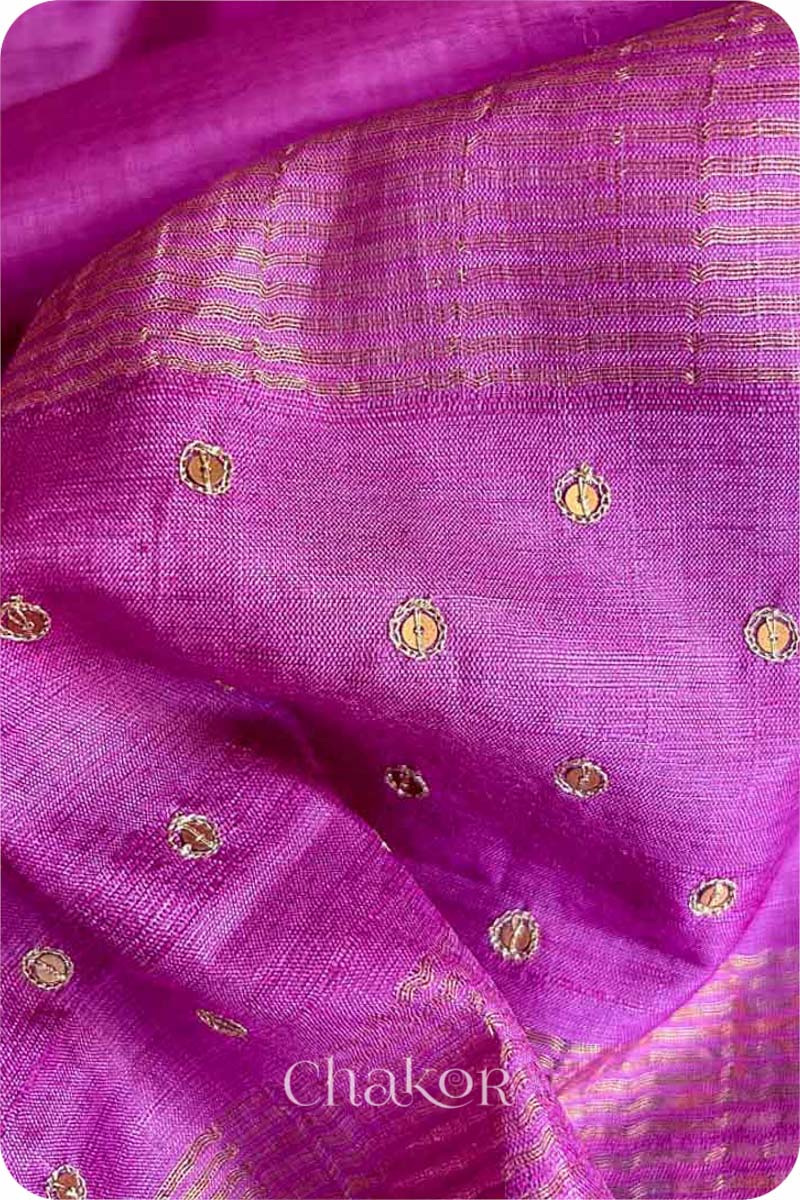 Mauve Tussar Silk Saree