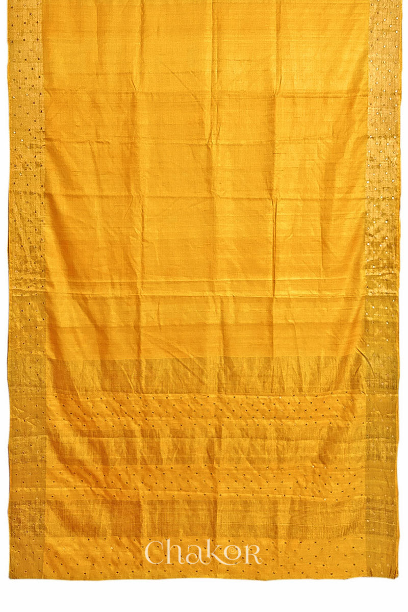 Yellow Tussar Silk Saree