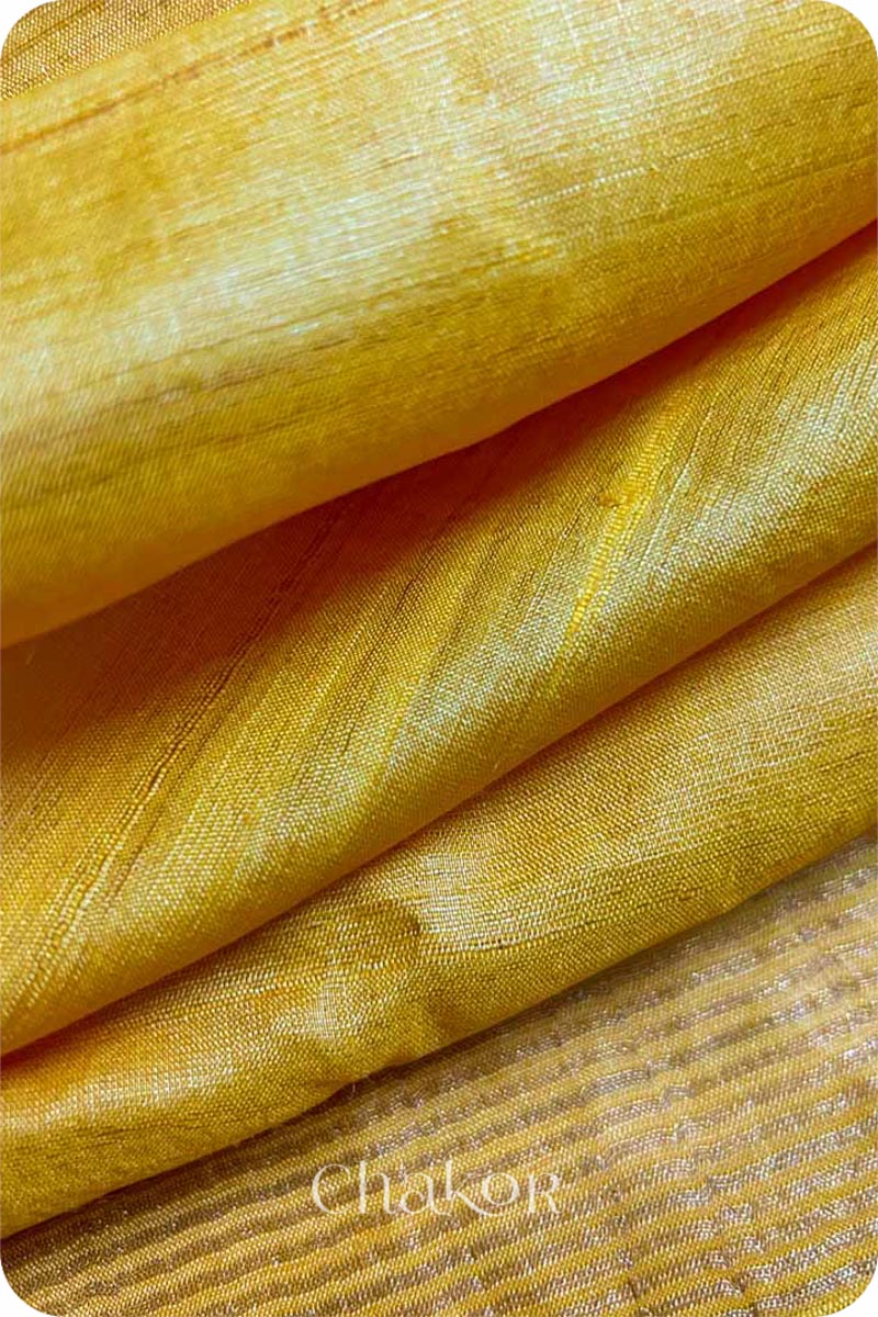 Yellow Tussar Silk Saree