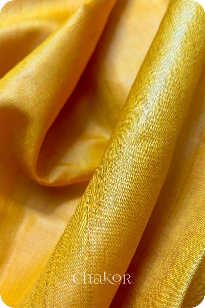 Yellow Tussar Silk Saree