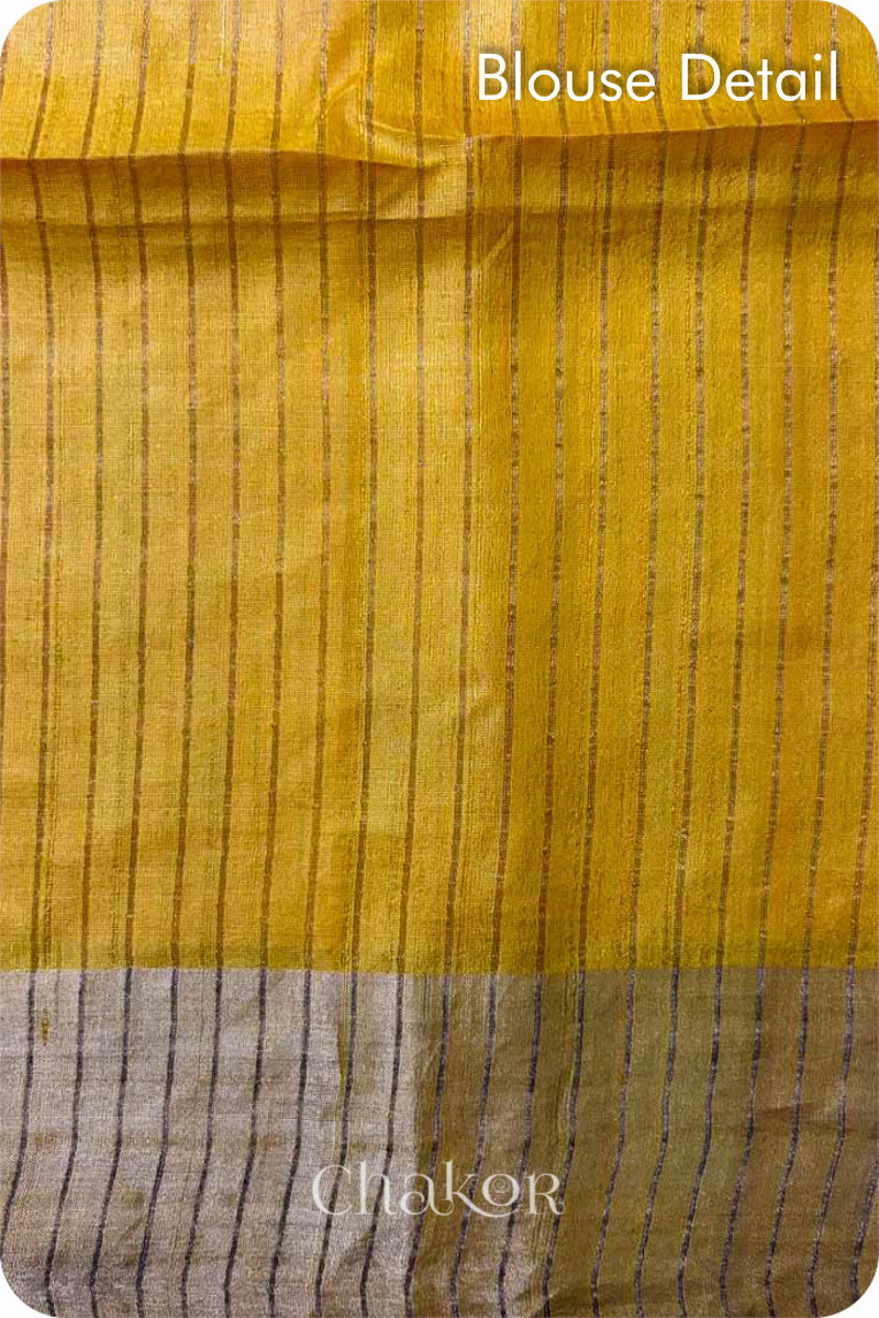 Yellow Tussar Silk Saree