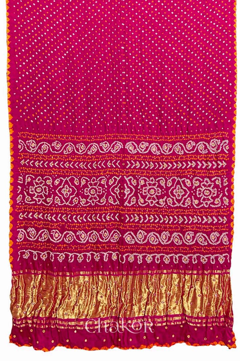 Rani Pink Bandhani Gaji Silk Saree