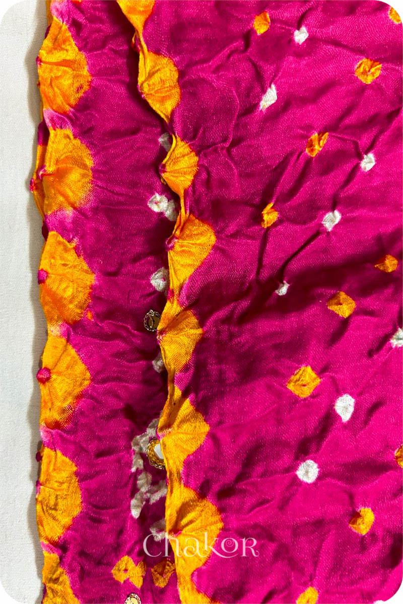 Rani Pink Bandhani Gaji Silk Saree