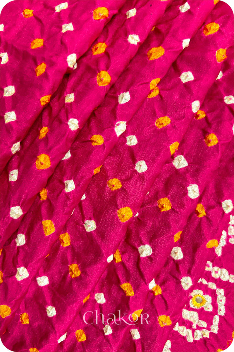 Rani Pink Bandhani Gaji Silk Saree