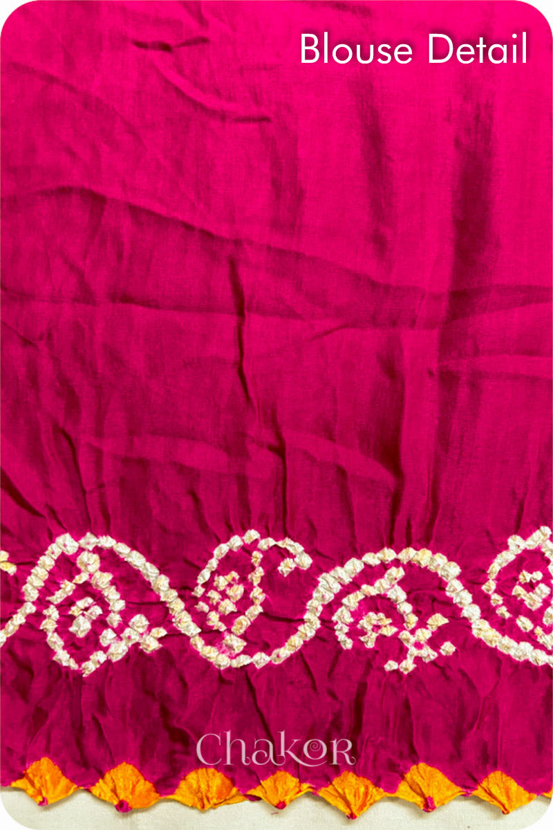 Rani Pink Bandhani Gaji Silk Saree