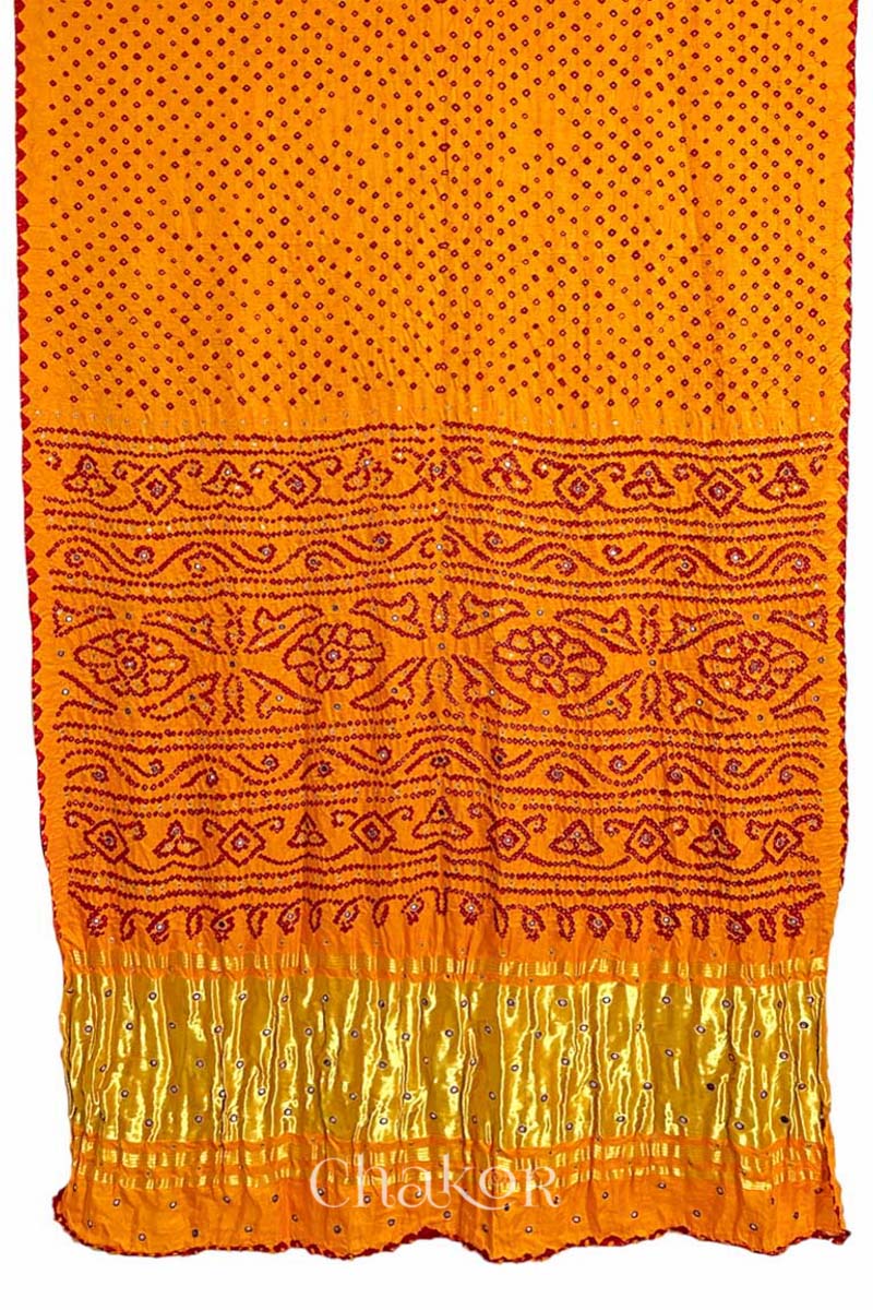 Yellow Bandhani Gaji Silk Saree