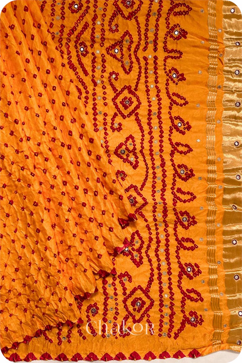 Yellow Bandhani Gaji Silk Saree