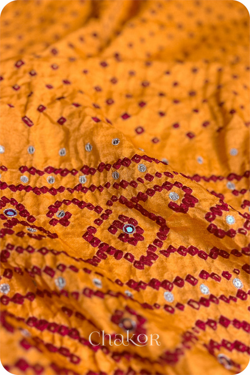 Yellow Bandhani Gaji Silk Saree