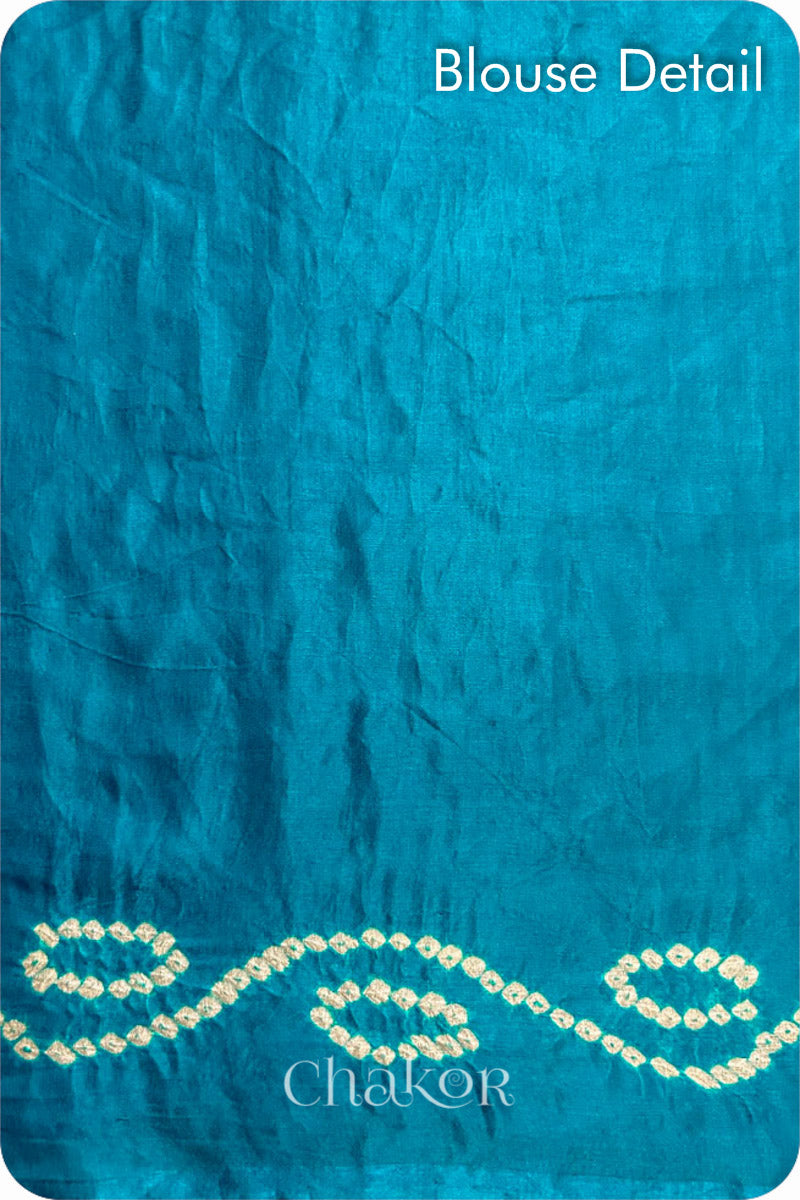 Peacock Blue Bandhani Gaji Silk Saree