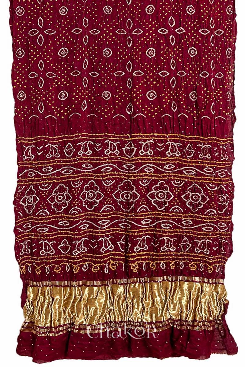 Maroon Bandhani Gaji Silk Saree