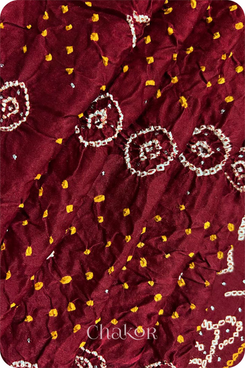 Maroon Bandhani Gaji Silk Saree