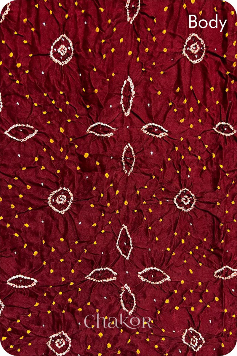 Maroon Bandhani Gaji Silk Saree