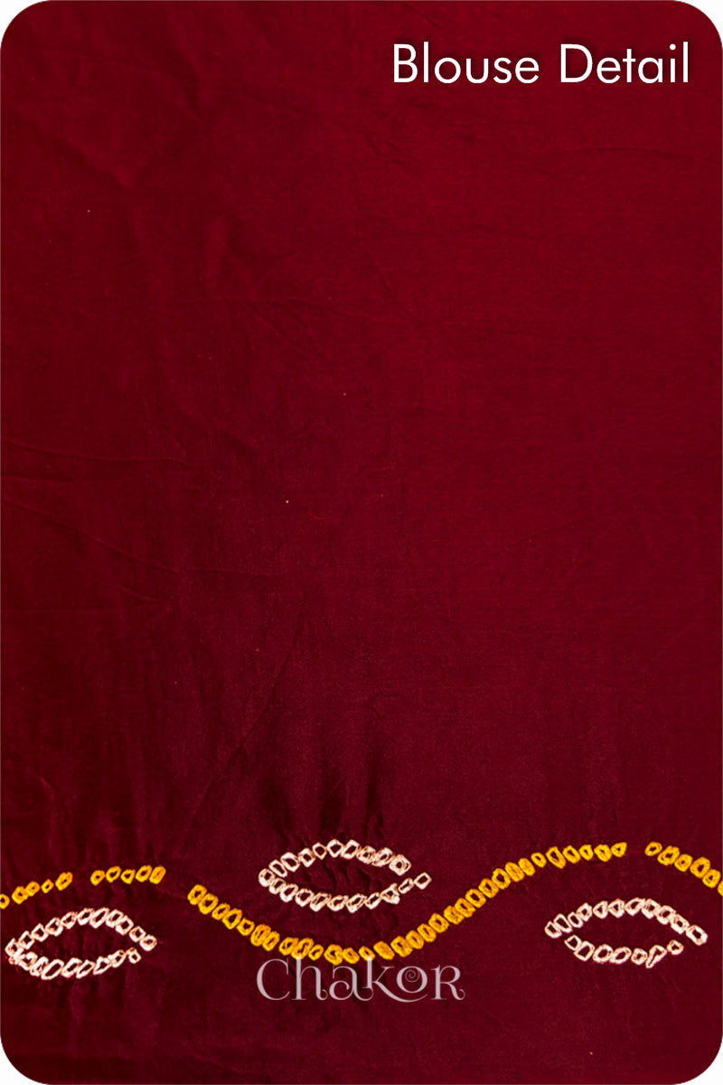 Maroon Bandhani Gaji Silk Saree