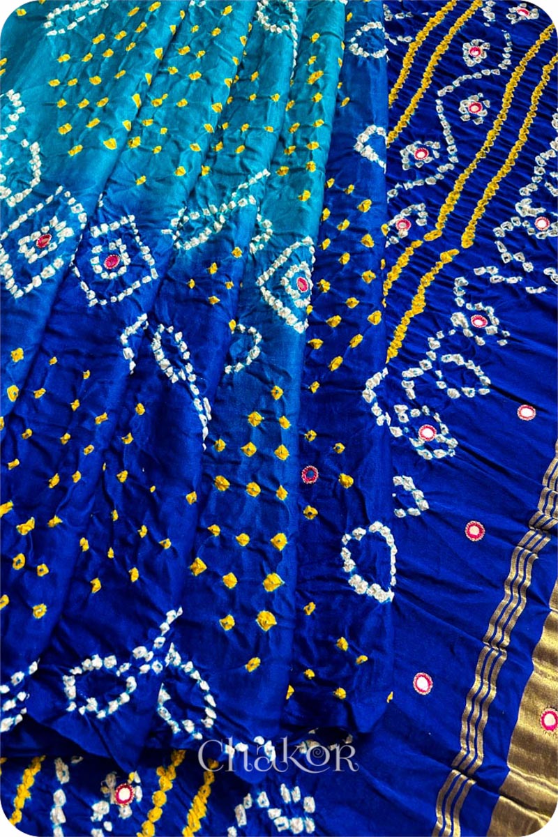Indigo Blue Gajji Silk or Mashru Silk Fabric