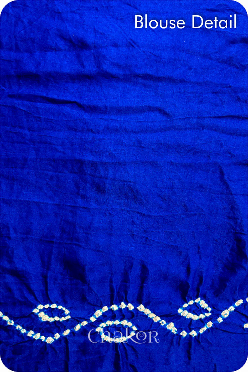 Peacock Blue Ombre Bandhani Gaji Silk Saree