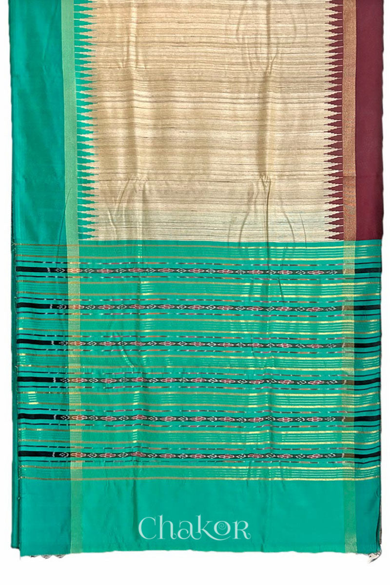 Natural Jade Tussar Khadi Silk Saree