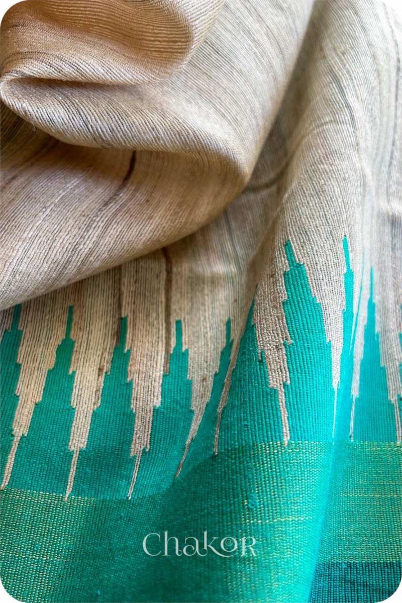 Natural Jade Tussar Khadi Silk Saree