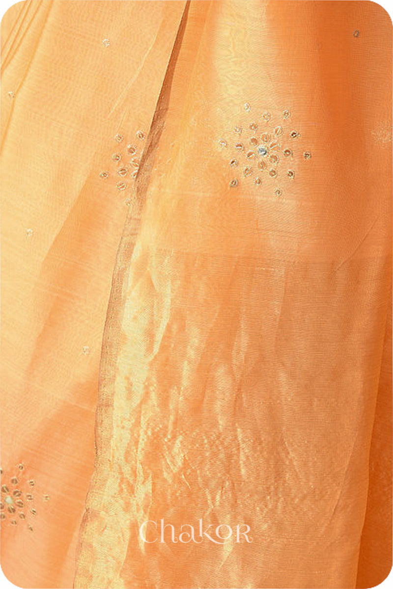 Peach Chanderi Silk Cotton Saree