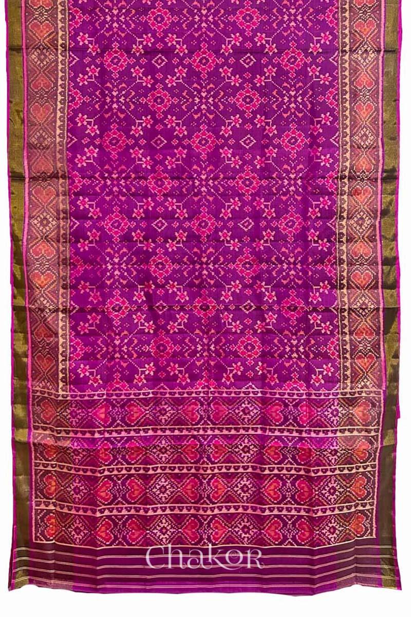 Magenta Patola Mulberry Silk Saree