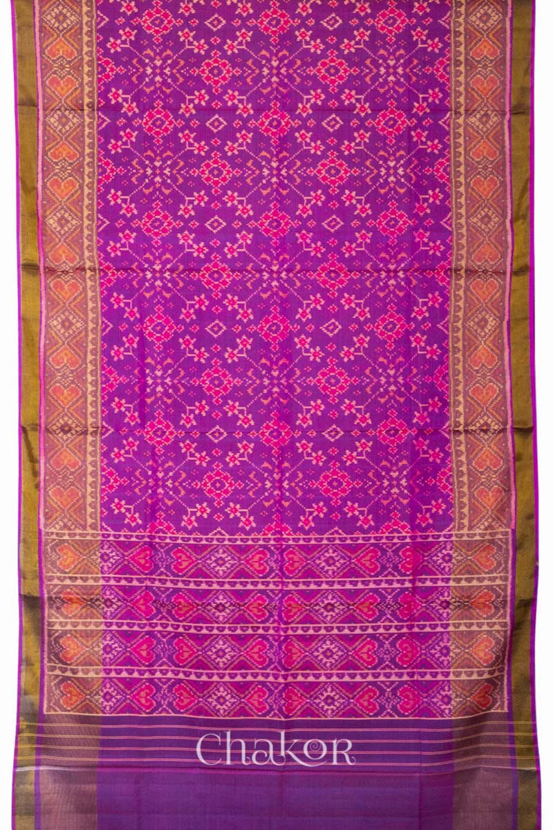 Magenta Patola Mulberry Silk Saree