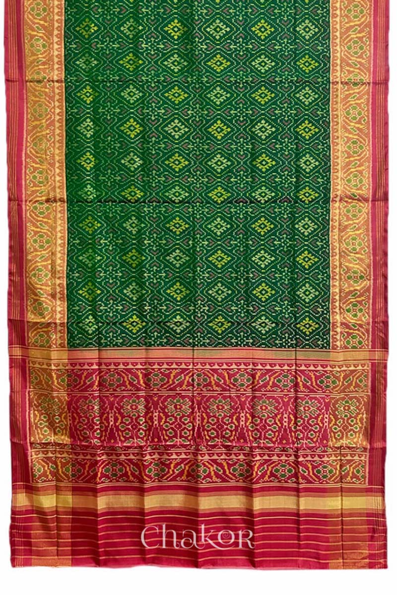 Green Patola Mulberry Silk Saree