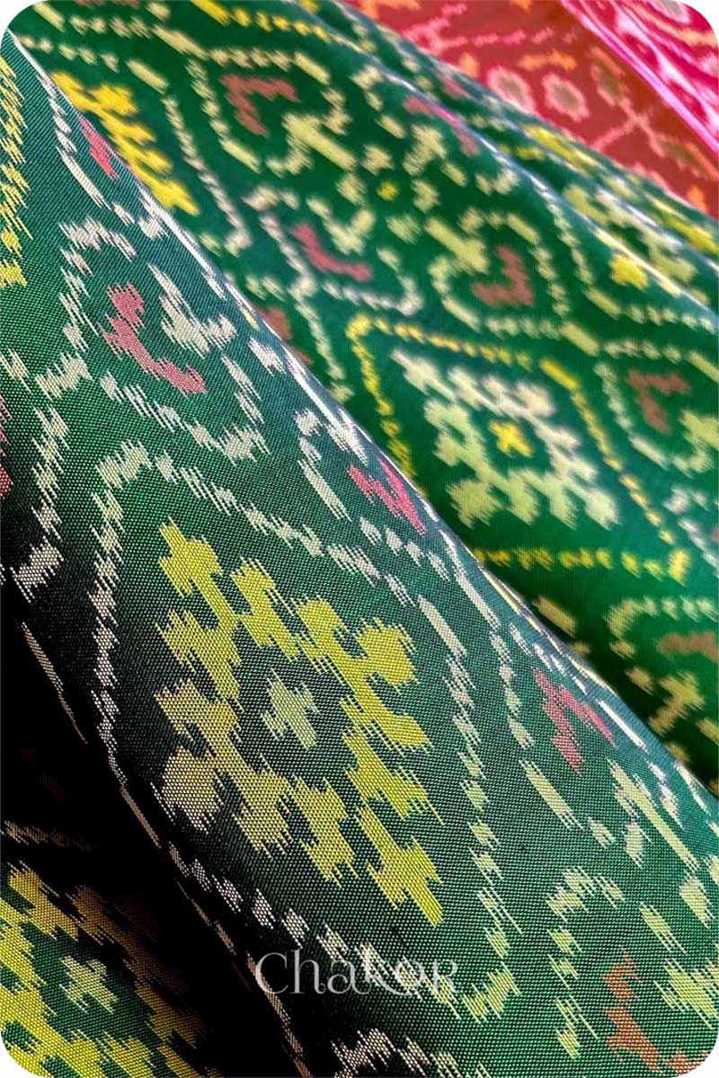 Green Patola Mulberry Silk Saree