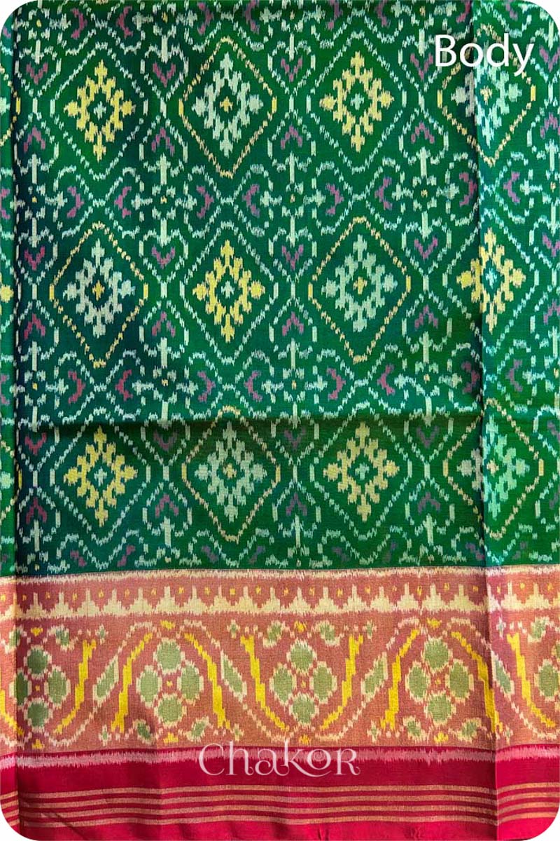 Green Patola Mulberry Silk Saree