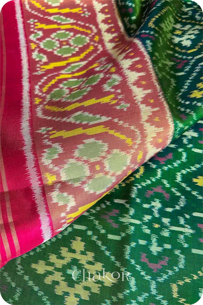 Green Patola Mulberry Silk Saree