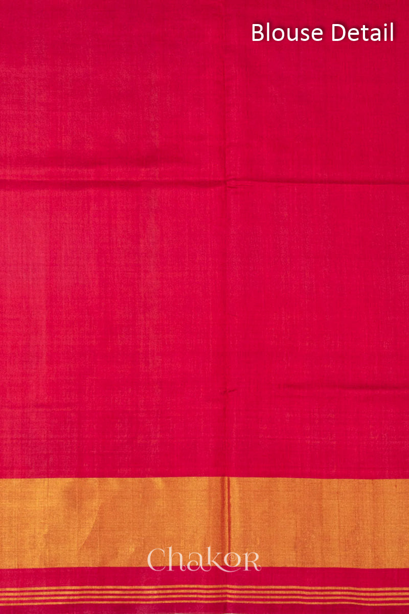 Navy Red Patola Mulberry Silk Saree