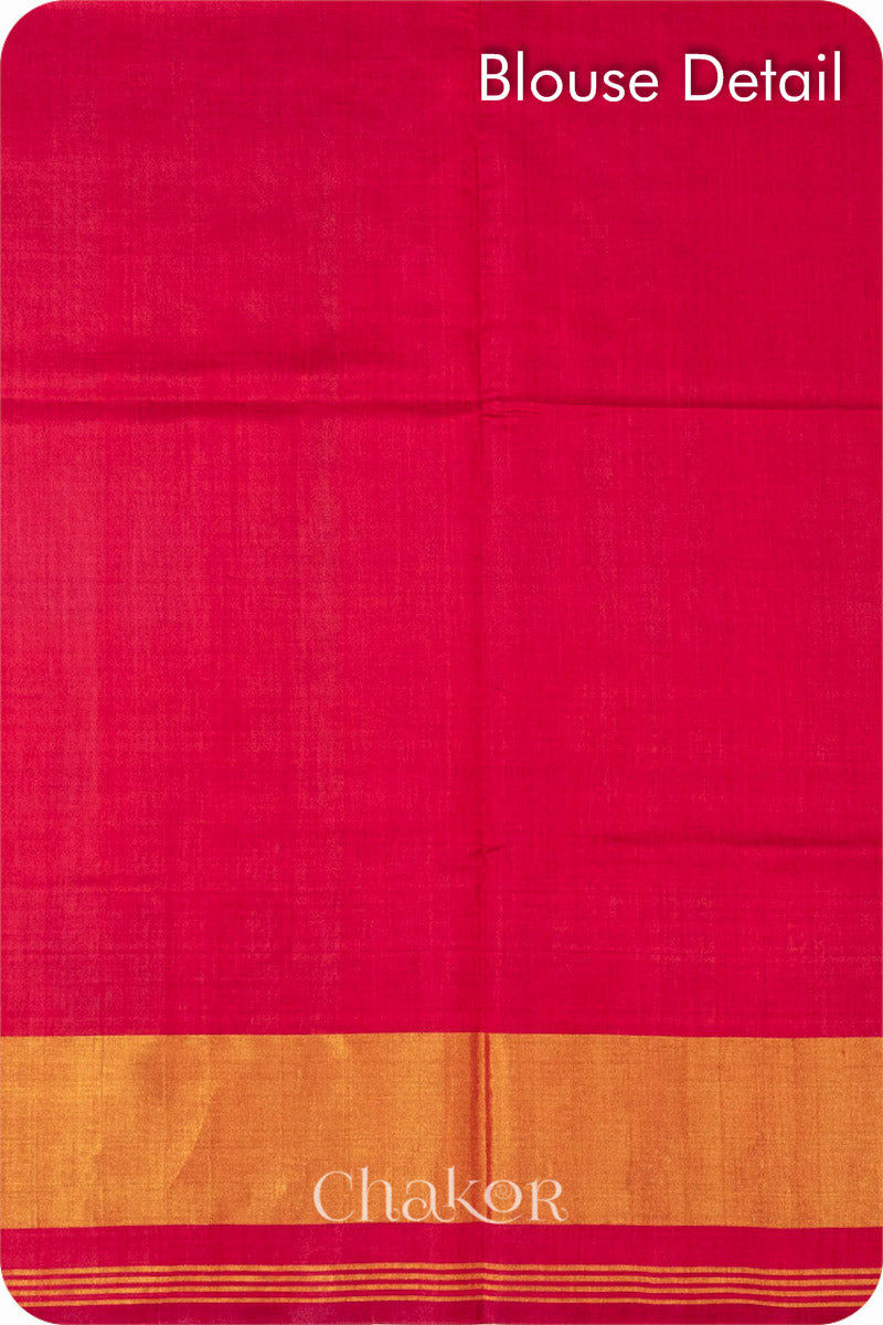 Navy Red Patola Mulberry Silk Saree