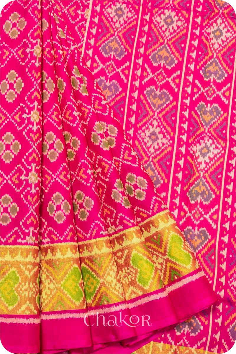 Pink Patola Mulberry Silk Saree