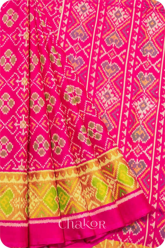 Pink Patola Mulberry Silk Saree