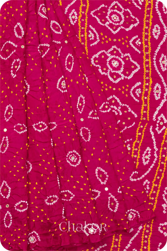 Pink Bandhani Gaji Silk Saree