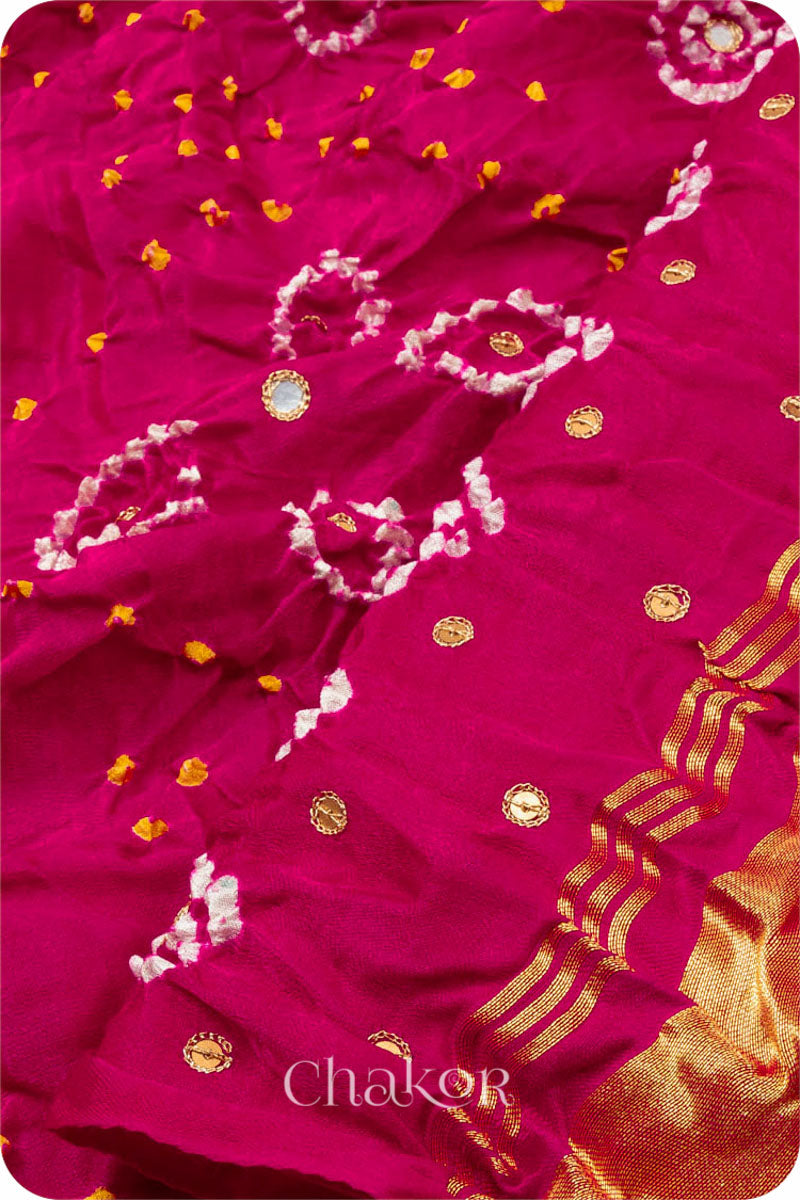 Pink Bandhani Gaji Silk Saree