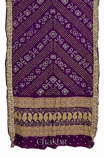 Purple Bandhani Gaji Silk Saree
