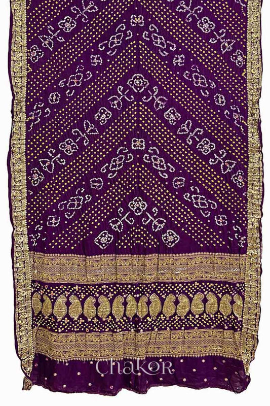 Purple Bandhani Gaji Silk Saree