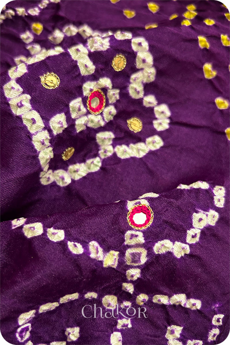 Purple Bandhani Gaji Silk Saree