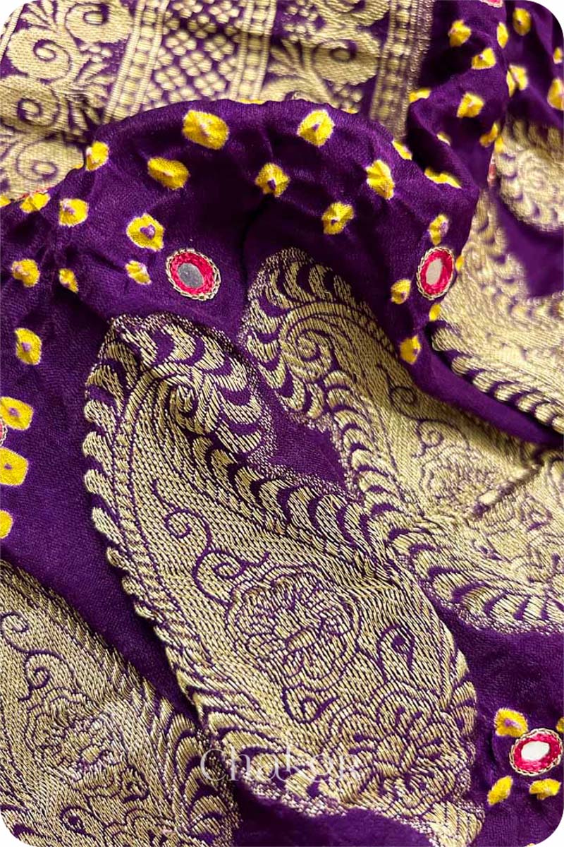 Purple Bandhani Gaji Silk Saree