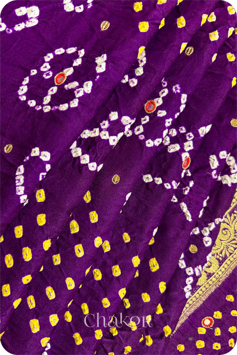 Purple Bandhani Gaji Silk Saree