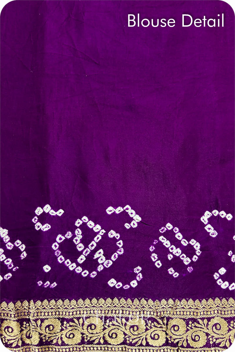 Purple Bandhani Gaji Silk Saree