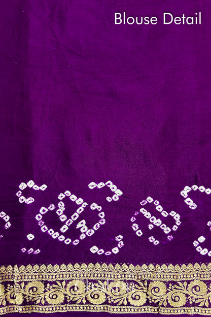 Purple Bandhani Gaji Silk Saree