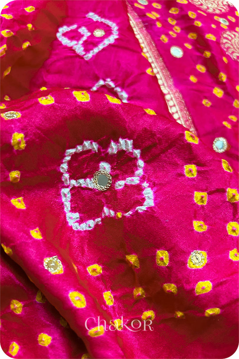 Pink Bandhani Gaji Silk Saree