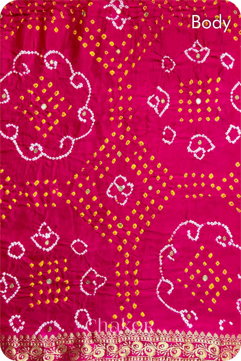 Pink Bandhani Gaji Silk Saree