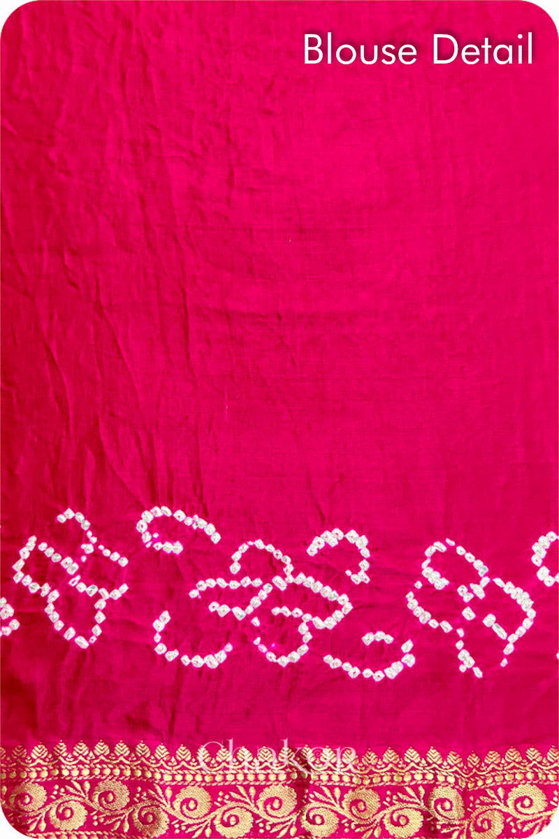 Pink Bandhani Gaji Silk Saree