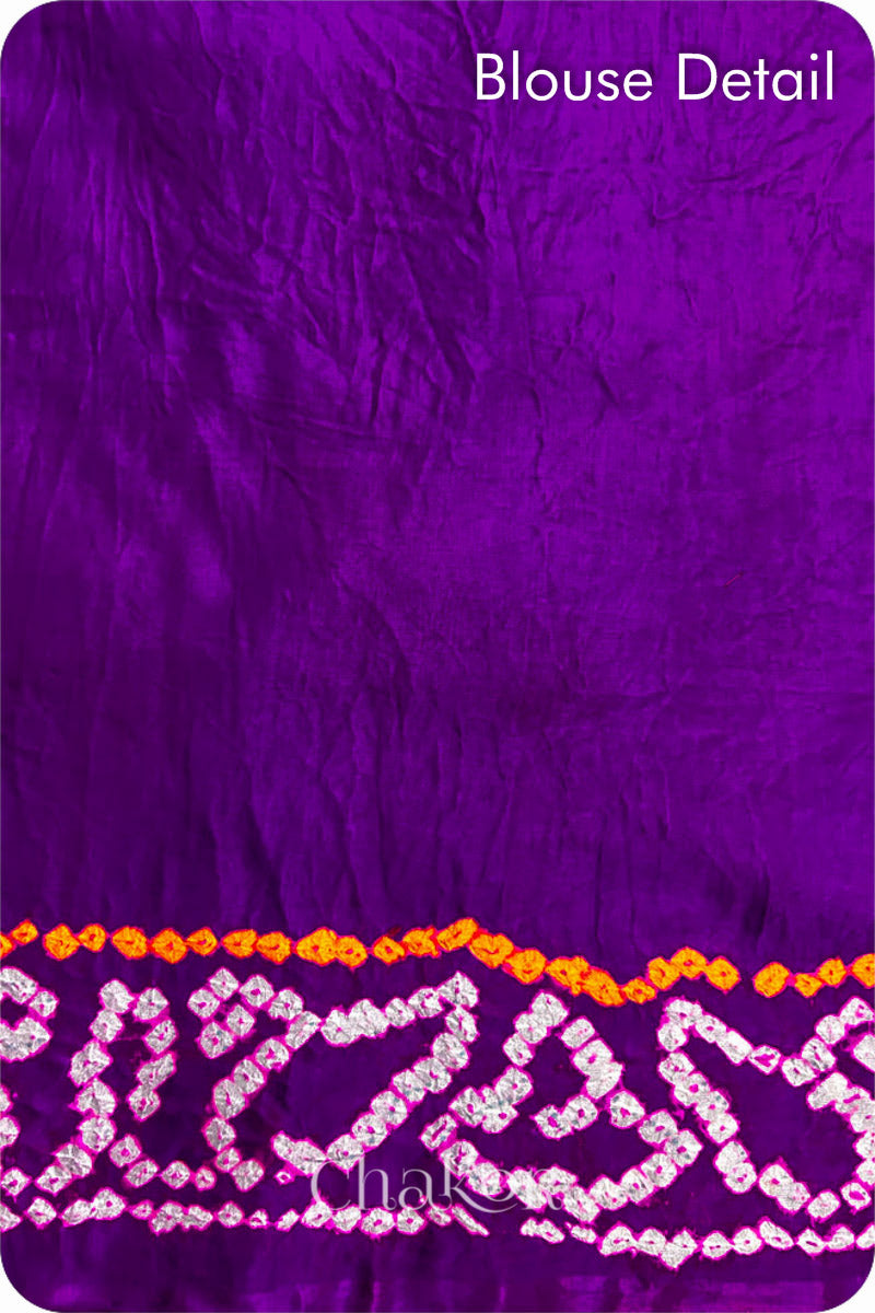 Pink Purple Ombre Bandhani Gaji Silk Saree