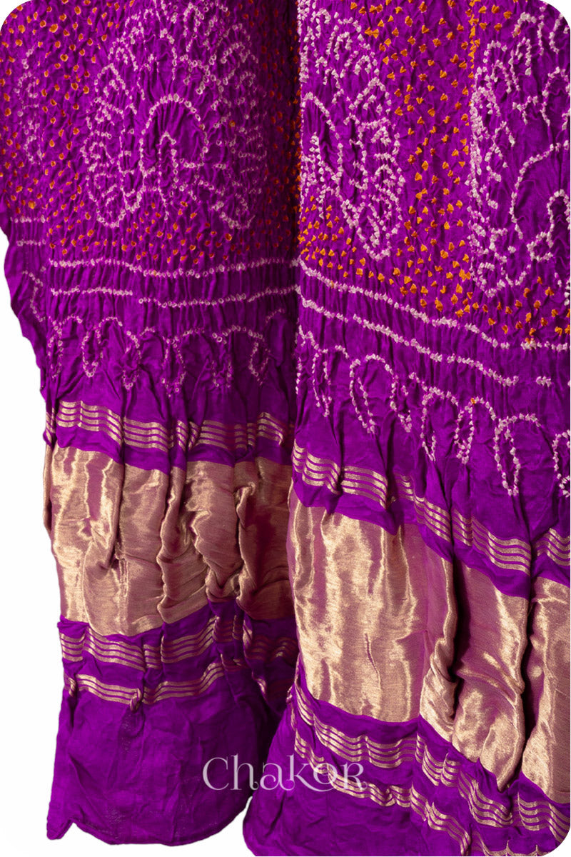 Pink Purple Bandhani Gaji Silk Dupatta