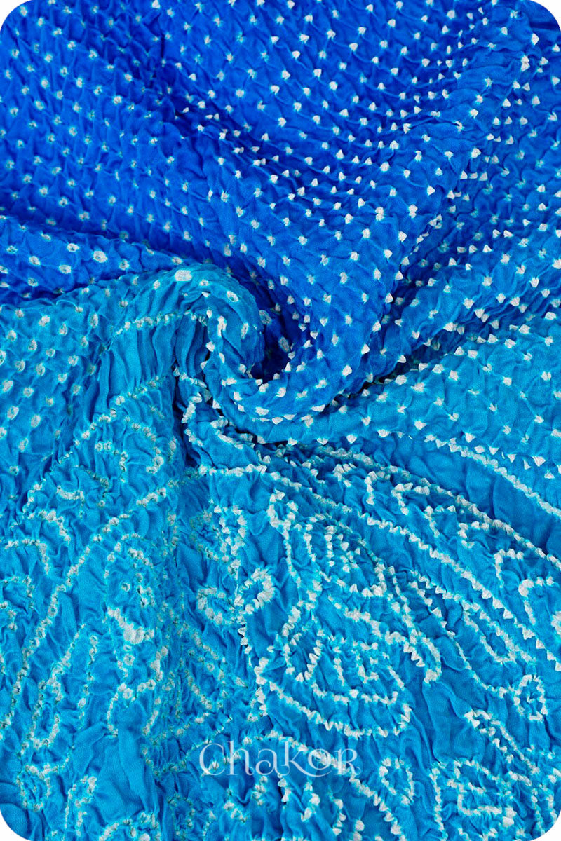 Peacock Blue Bandhani Gaji Silk Dupatta