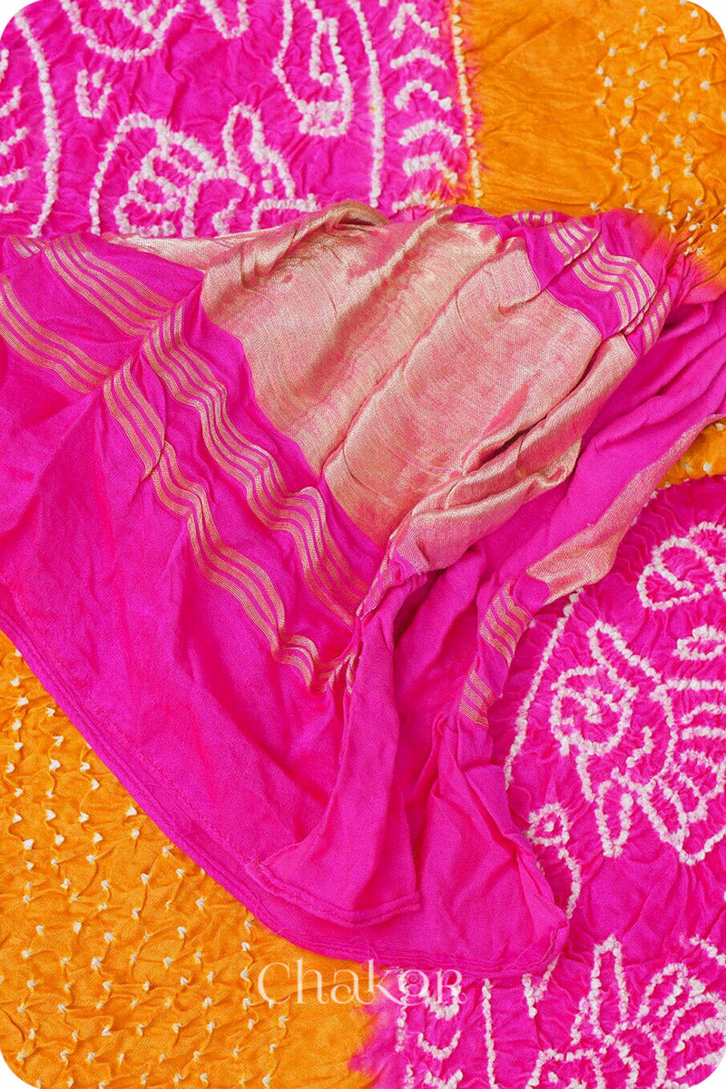 Orange Rani Bandhani Gaji Silk Dupatta