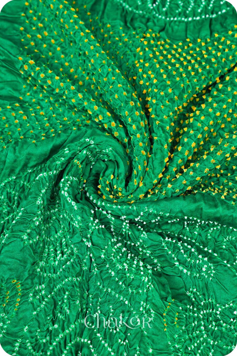 Green Bandhani Gaji Silk Dupatta